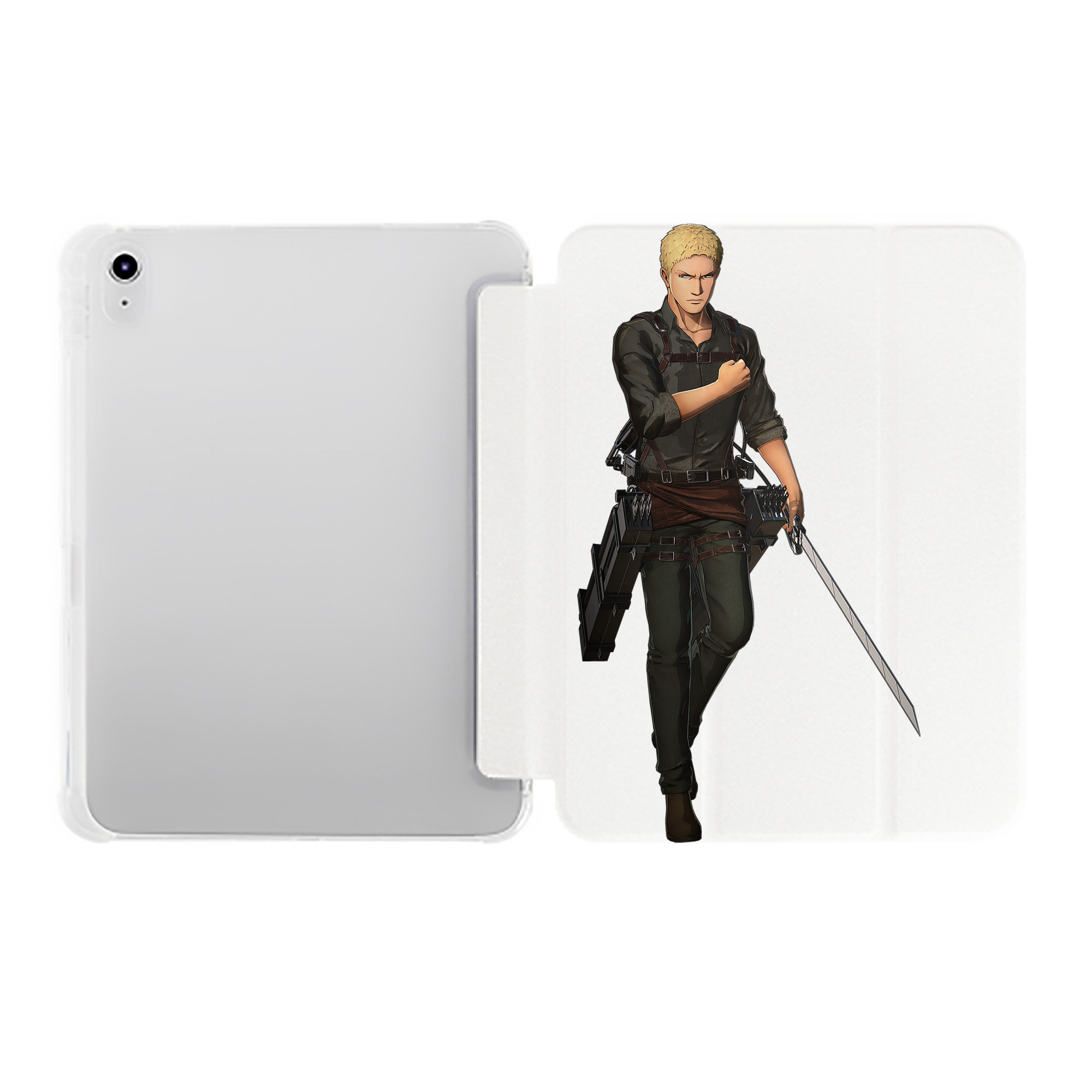 （画像用） 進撃の巨人 ライナー・ブラウン Attack on Titan Reiner Braun IPad ケース ペン収納付き 三つ折りスタンド PUレザー×シリコン 対応機種9.5/10.5/10.9インチ
